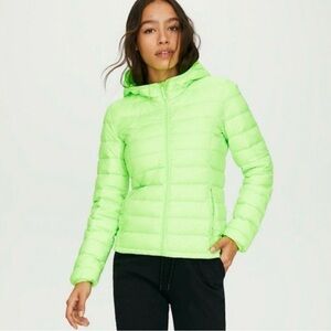 Aritzia TNA Neon Green Packable Puffer Jacket